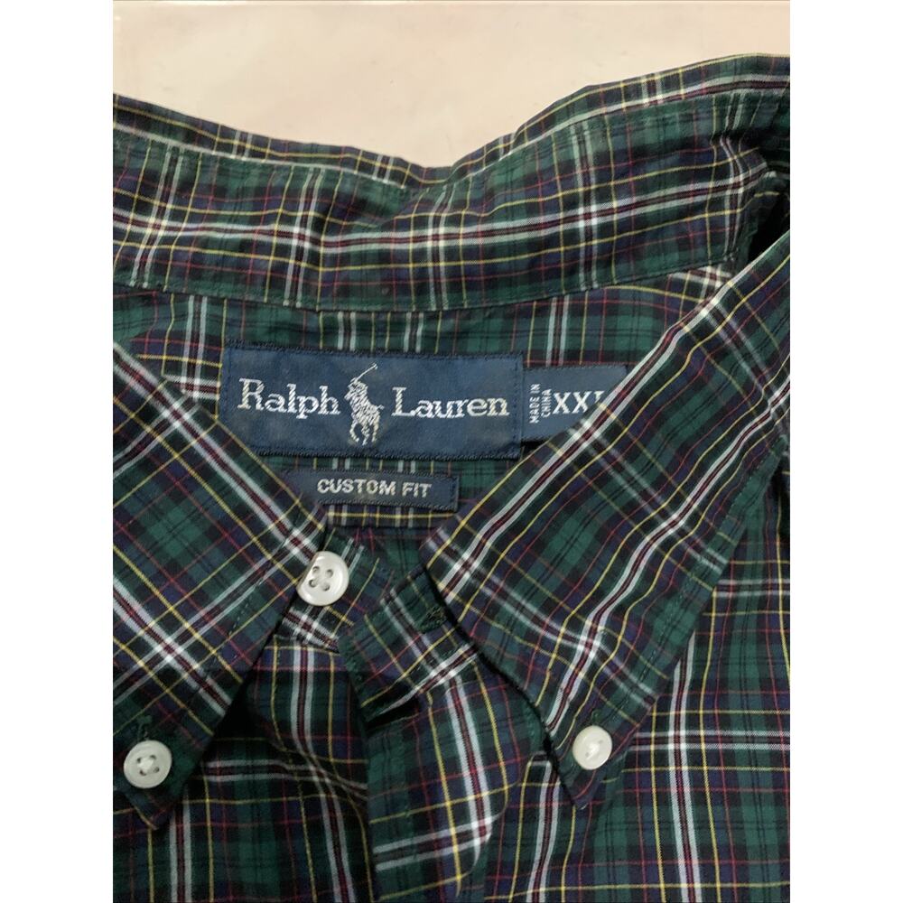 Ralph Lauren Blake 2XL Shirt Plaid Long Sleeve Cotton Button Down Green Green